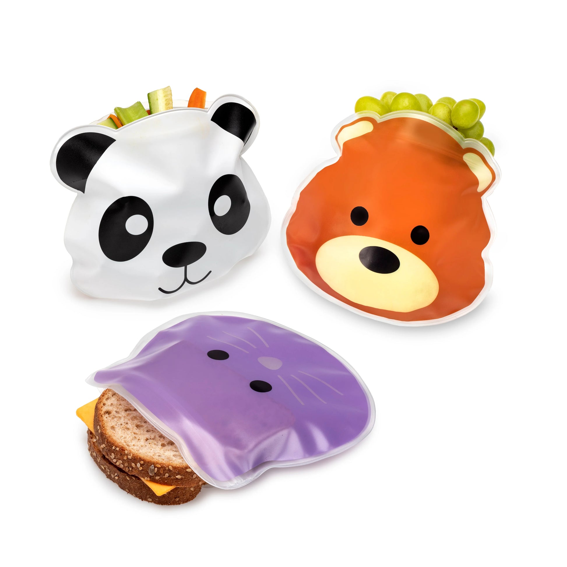 Pack everything from sandwiches to fruits, veggies, and crackers making healthy eating fun for your little ones, and then simply wash and reuse them again and again. The set includes 6 large-capacity bags featuring our signature Melii animal characters: Bulldog, Cat, Lion, Panda, Bear, and Shark and help you make a healthy and waste-free choice for your always-on-the-go family!