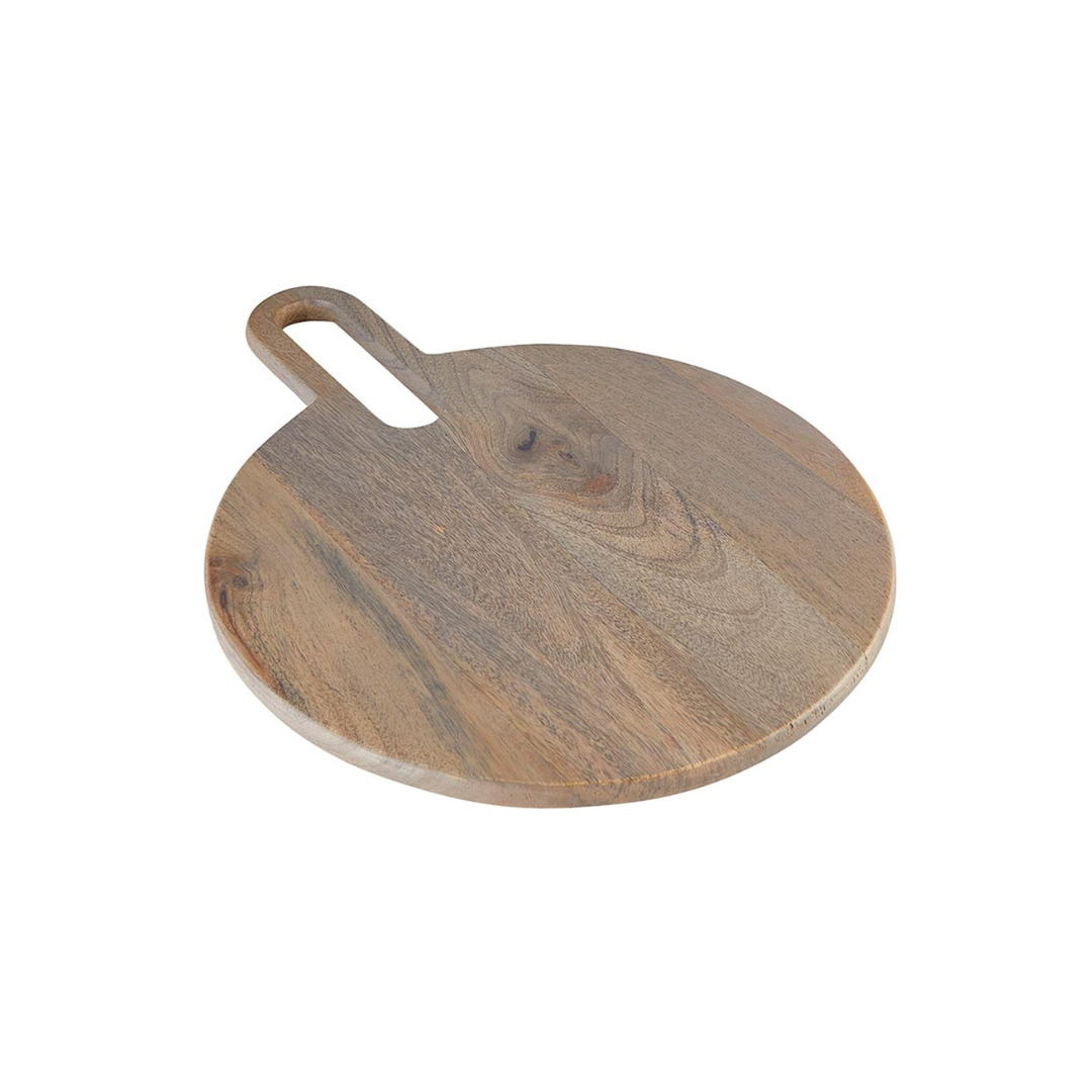 Round Wood Board w/ Handle - Gray - Small