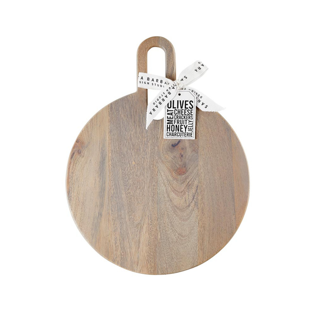 Round Wood Board w/ Handle - Gray - Small