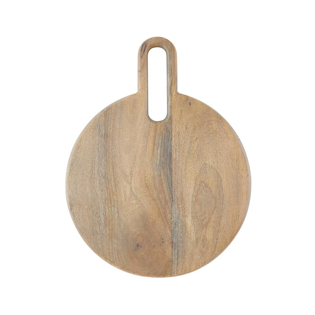 Round Wood Board w/ Handle - Gray - Small