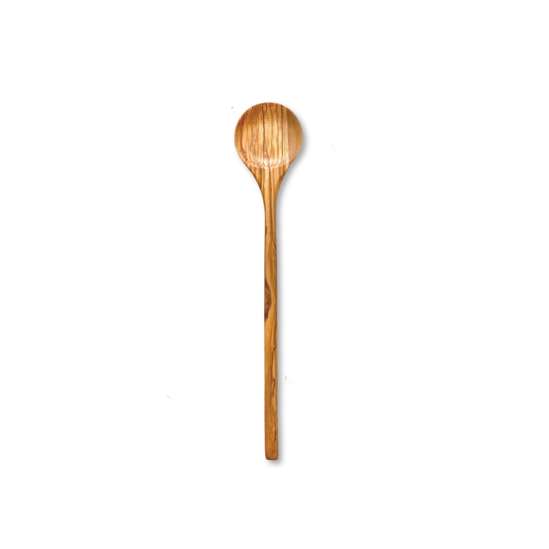 olive wood round end spoon