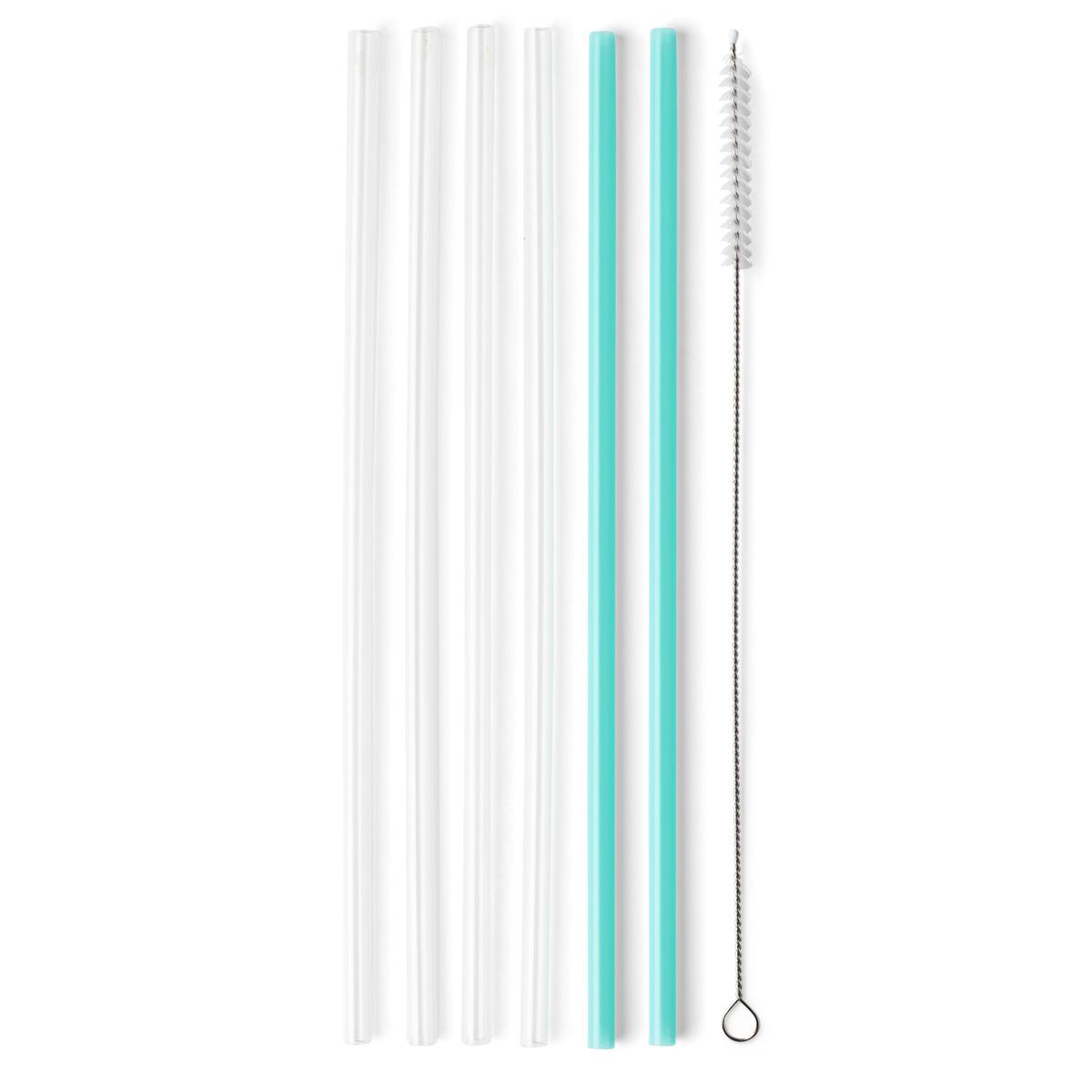 Reusable Straw Set (Tall) - Clear & Aqua