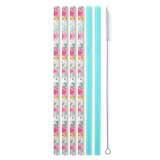 Reusable Straw Set - Island Bloom + Aqua