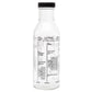 Clear bottle with black lid and label on a white background