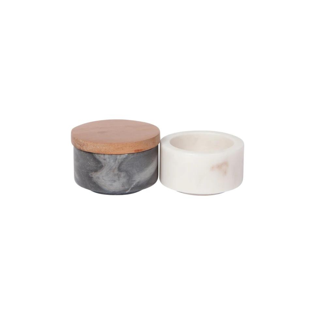 Danica Heirloom Marble Salt Cellar in White and Slate