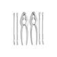 Set of metal clamshells and crackers on a white background