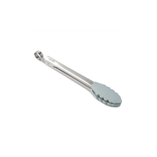 Grip, flip, and serve with ease using the Silicone Tongs in Coastal Grey! Featuring scalloped, non-scratch silicone tips, these premium kitchen tongs provide the perfect hold for everything from delicate greens to sizzling steaks. The brushed stainless steel handle offers durability, while the smart locking mechanism keeps them neatly stored when not in use.