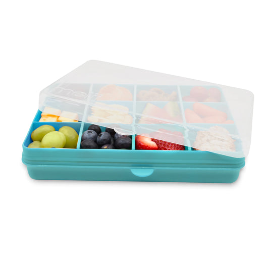 The Snackle Box is the perfect companion for busy parents and adventurous kids who love snacks on the go. Inspired by the design of a tackle box, this innovative snack container features 12 individual compartments, each with removable dividers, creating a customizable storage space for an array of delicious treats.