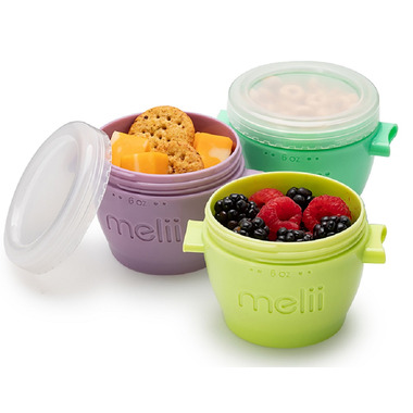 Freezing portioned baby food can be done in a SNAP! Simply pour baby food containers, put them in the freezer, and before you leave the house, SNAP off a container and pop it into your diaper bag. When it’s defrosted it's ready to serve!