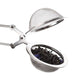 Metallic tea infuser with mesh basket on a white background