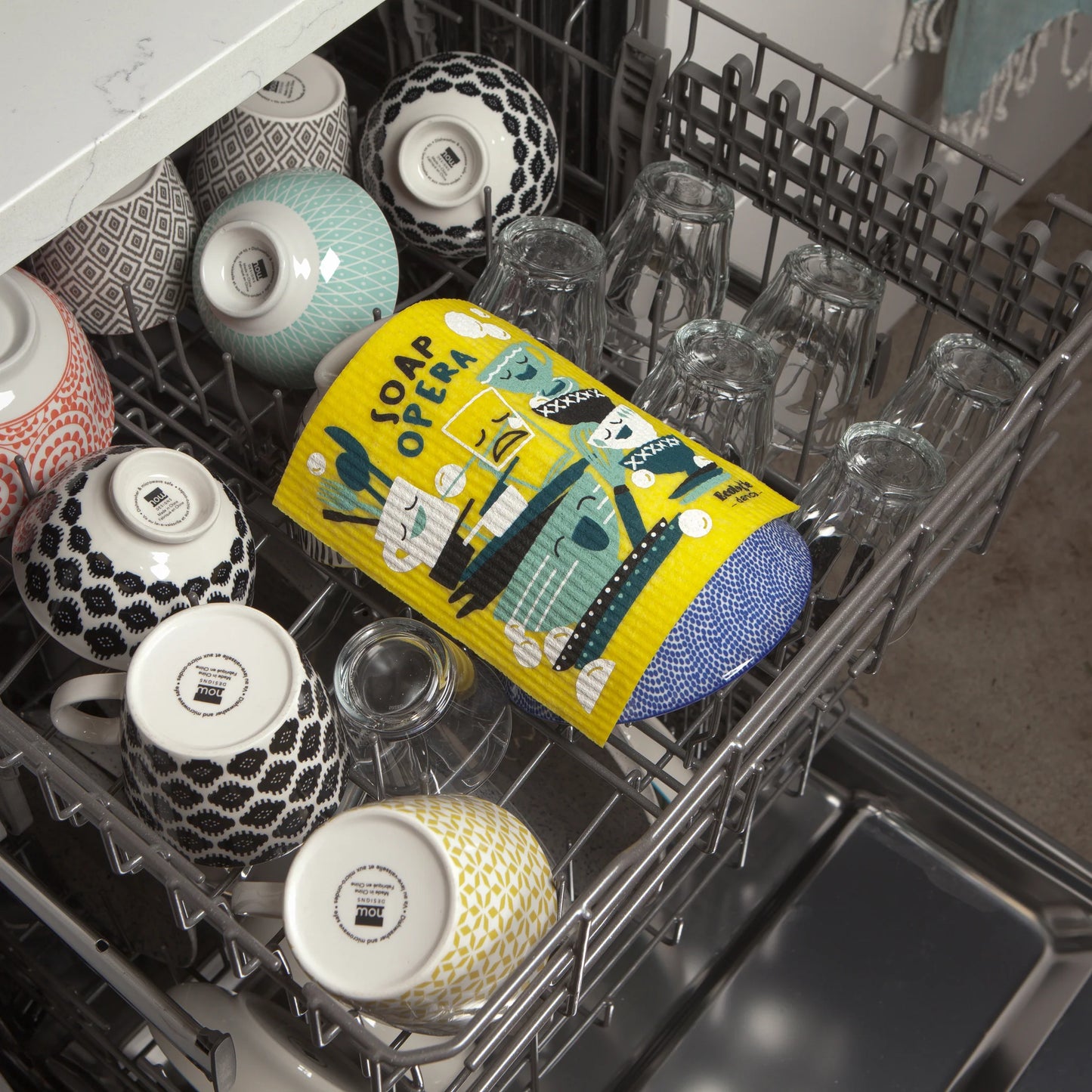 Turn your dishwashing routine into a drama-free delight with the Soap Opera Swedish Sponge Cloth!