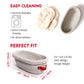 Bread proofing basket with washing instructions and dimensions on a white background