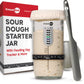 KneadAce sour dough starter jar with feeding day tracker and packaging on a white background