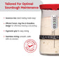 Sourdough starter container with features listed on a white background