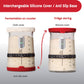 Bread dough in a container with interchangeable silicone cover and anti-slip base on a gray background.