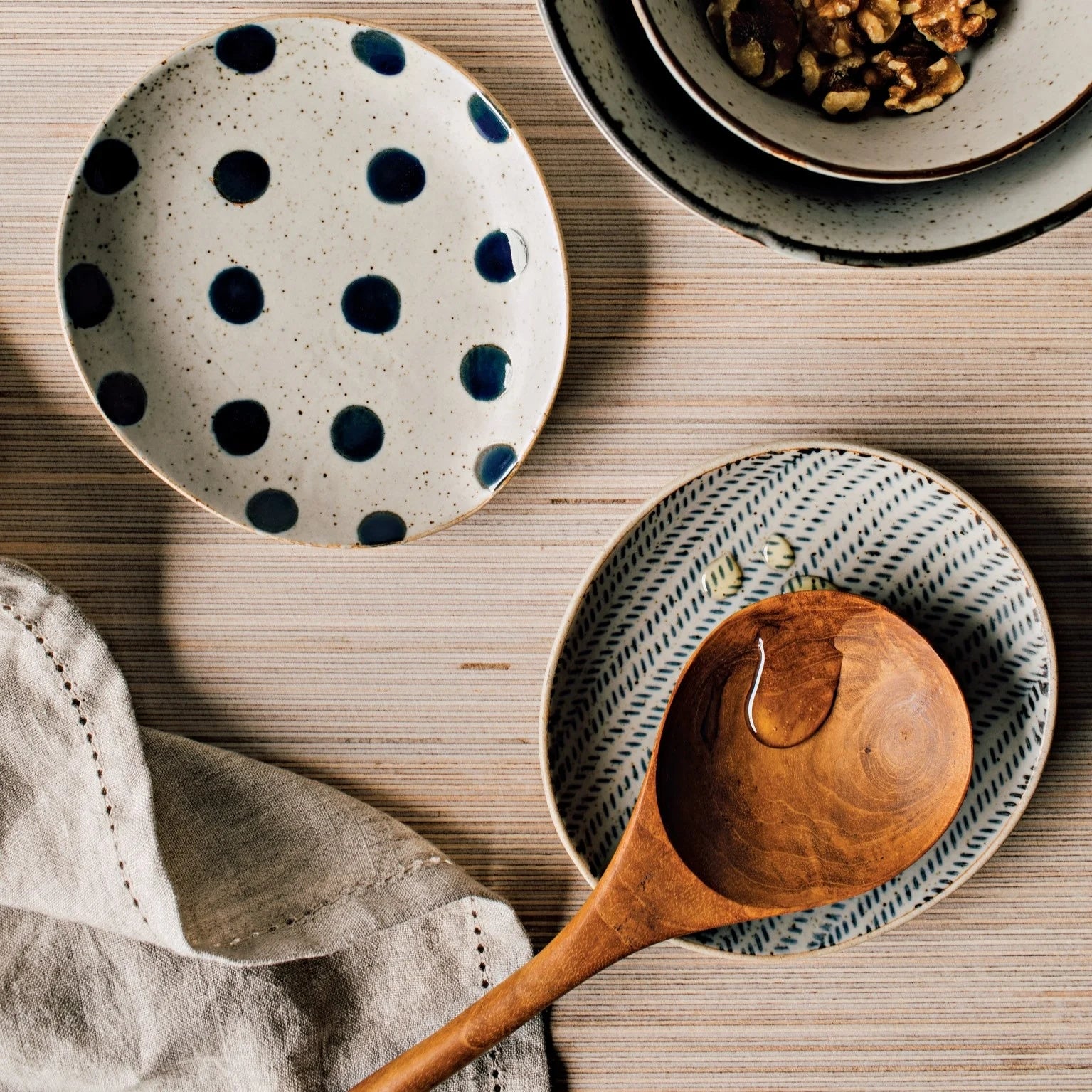 Element Stoneware hand painted Spoon Rest in Herringbone