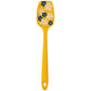 Yellow spatula with floral design on a white background