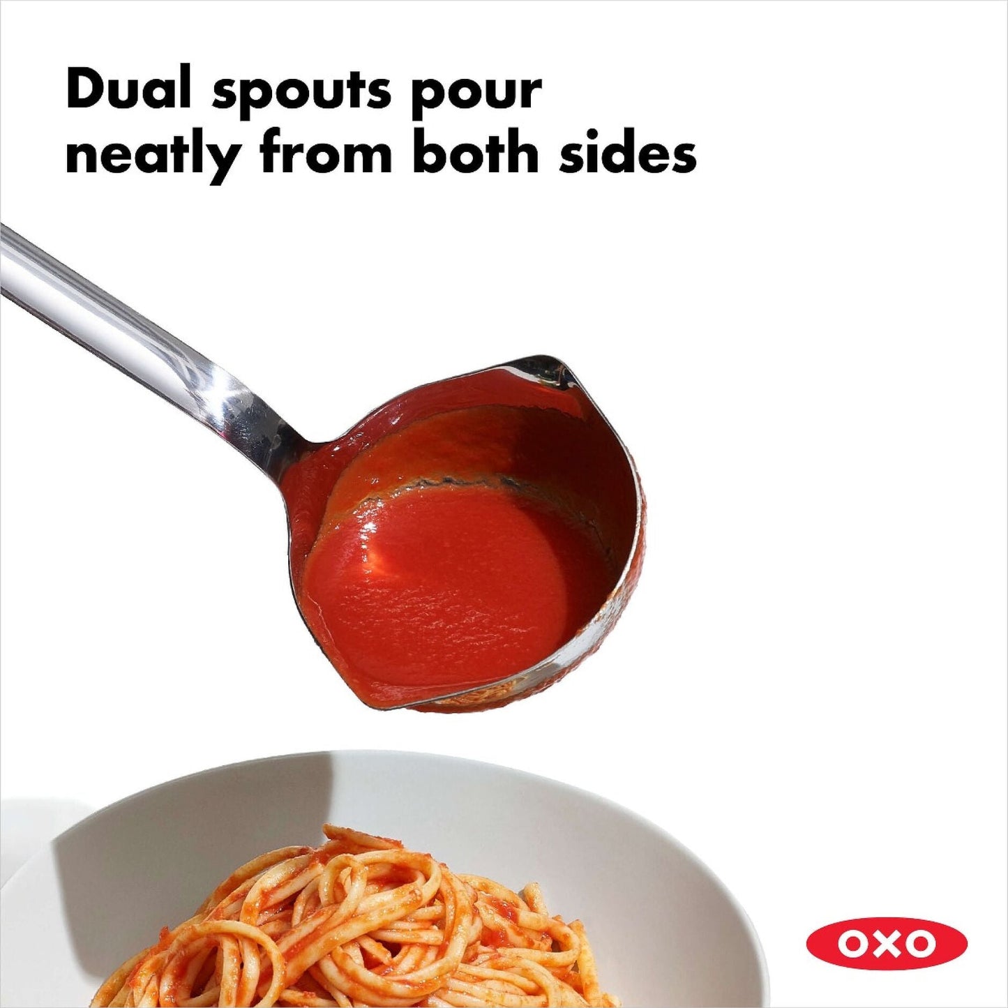 This shiny kitchen sidekick features ambidextrous pouring spouts that make both lefties and righties feel like VIPs while directing liquid with sniper-like precision. The clever angled head keeps your soup from plotting an escape during the scoop-to-bowl journey, while the non-slip handle clings to your hand like a koala to a tree - even when things get splashy!