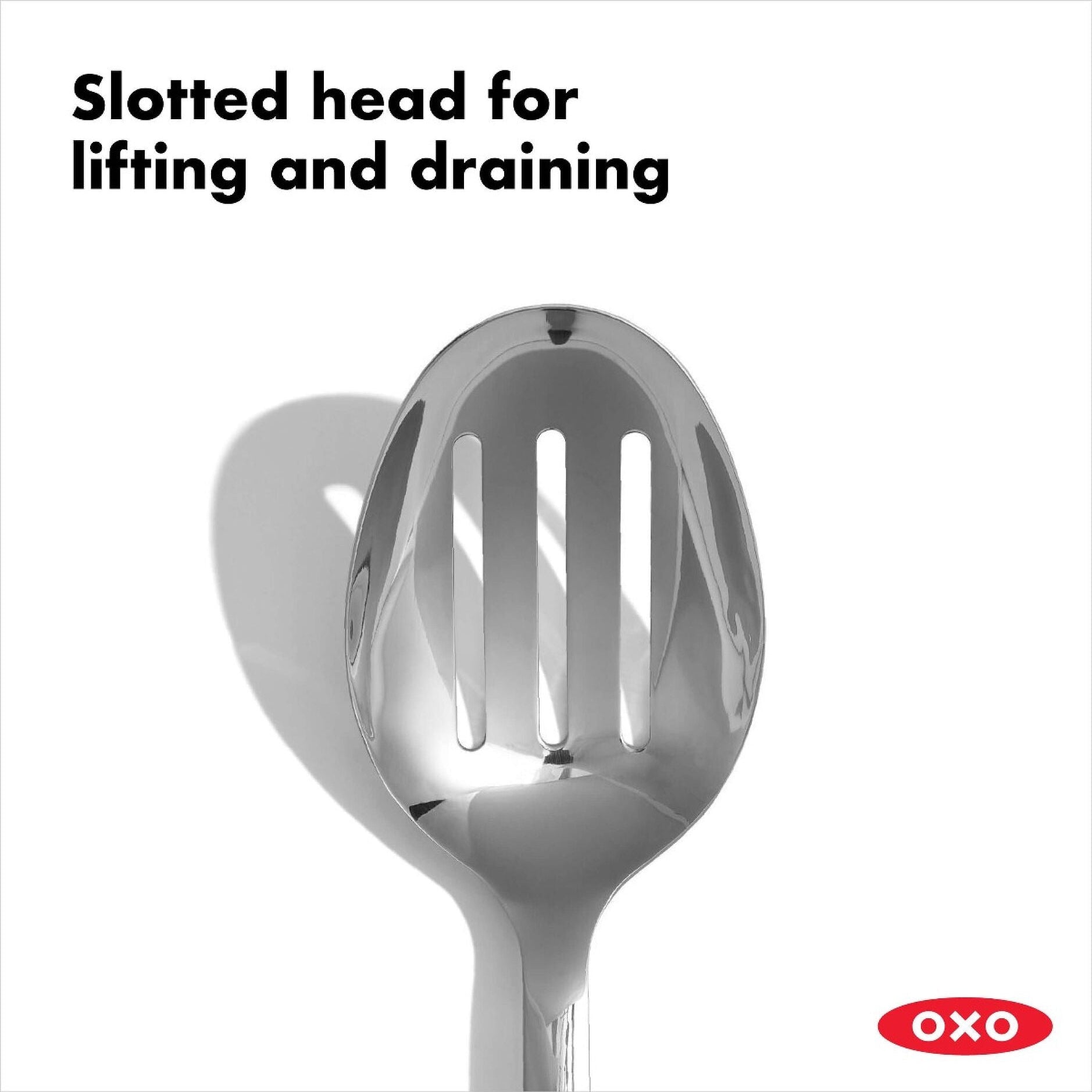 The clever slots work like tiny waterslides for excess liquid while keeping your food firmly on board. The cushy non-slip handle feels like a warm hug for your hand during kitchen adventures, preventing any mid-scoop slippage disasters.