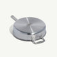 A stainless steel sauté pan with a lid and stay-cool handle, on a white background.