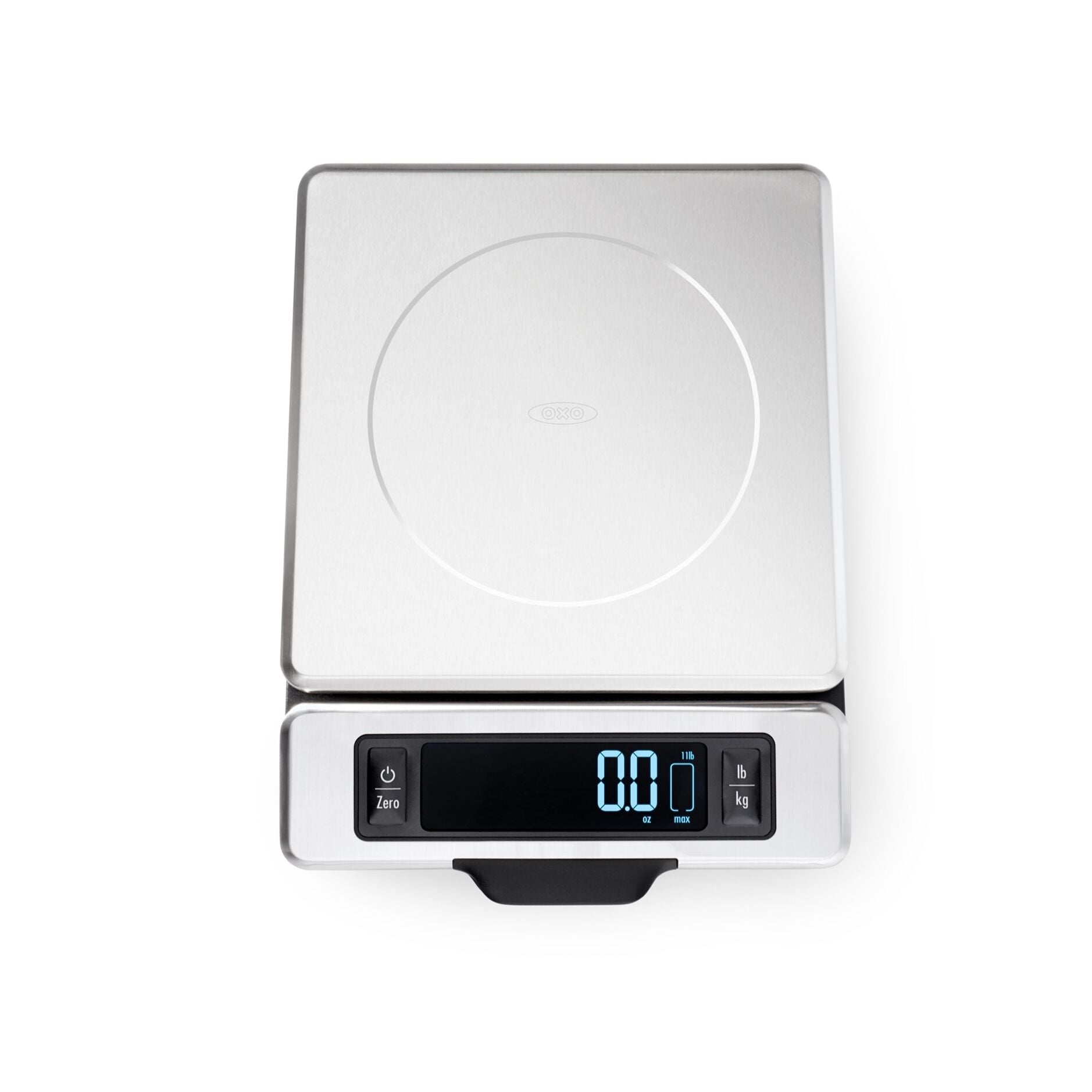 Stainless Steel Digital kitchen scale on a white background