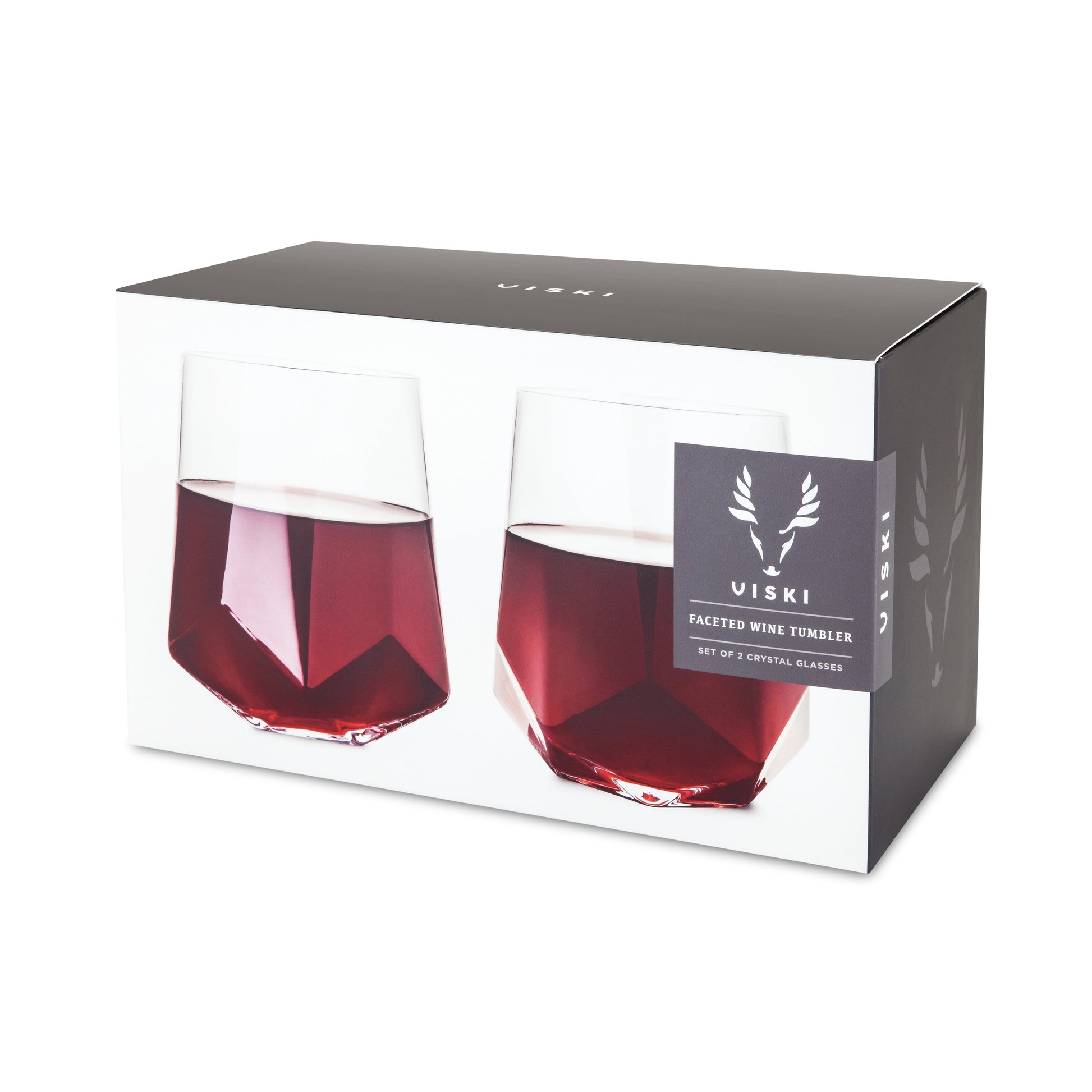 Ideal for red or white wine, these stemless faceted wine glasses are crafted from a lead-free crystal glass. This glass offers the most-elegant drinkware experience available.  Modern and classy, these glasses are sleek with precise angles. They are perfect for any occasion or the finest of dinner parties. The well-crafted construction results in a pair of wine glasses that will stand the test of time.