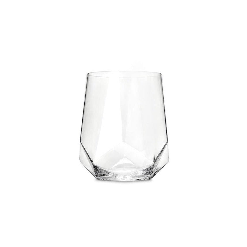 Ideal for red or white wine, these stemless faceted wine glasses are crafted from a lead-free crystal glass. This glass offers the most-elegant drinkware experience available.  Modern and classy, these glasses are sleek with precise angles. They are perfect for any occasion or the finest of dinner parties. The well-crafted construction results in a pair of wine glasses that will stand the test of time.