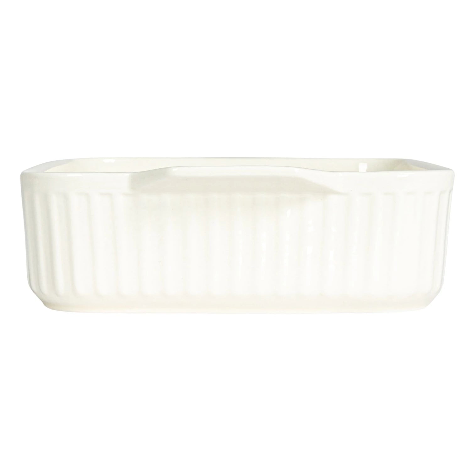 This Rectangular Stoneware Baker, measuring 10.25 inches long and 2.25 inches high, is a testament to both form and function. Its pristine white surface is adorned with the playful phrase "Good Food Comes To Those Who Bake It," making it a source of motivation in any kitchen. 