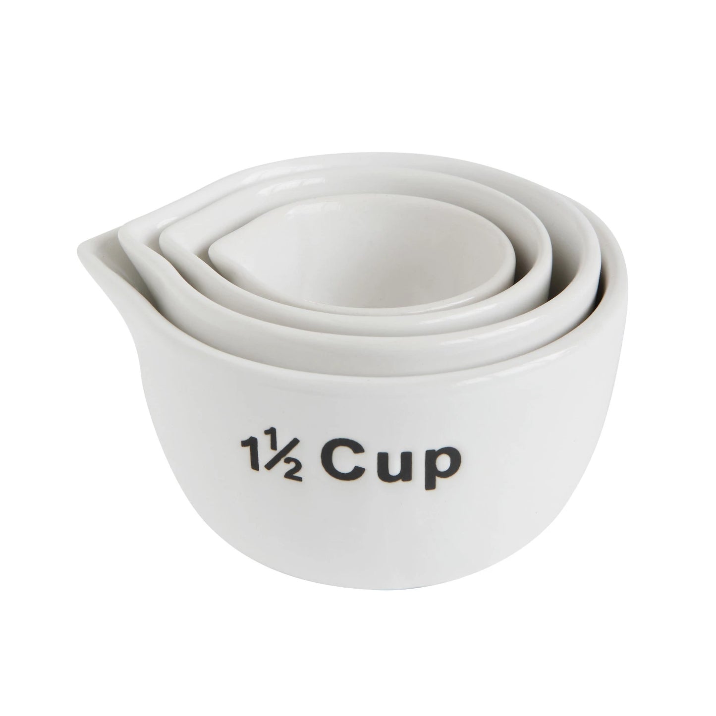 Enhance your baking experience with this charming Set of Decorative Stoneware Measuring Cups, designed for both functionality and style. Each cup is clearly labeled with large, easy-to-read lettering on the exterior, ensuring precise measurements every time.