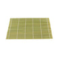 Green bamboo mat with white lines on a white background
