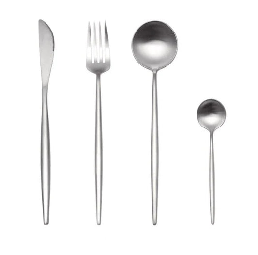 Stainless Steel Cutlery Set - Silver - 4 Piece Set