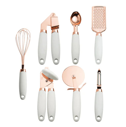 Rose Gold Gadget Set - White - 7 Piece Set