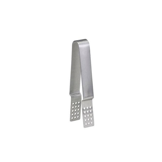 Metallic tongs on a white background