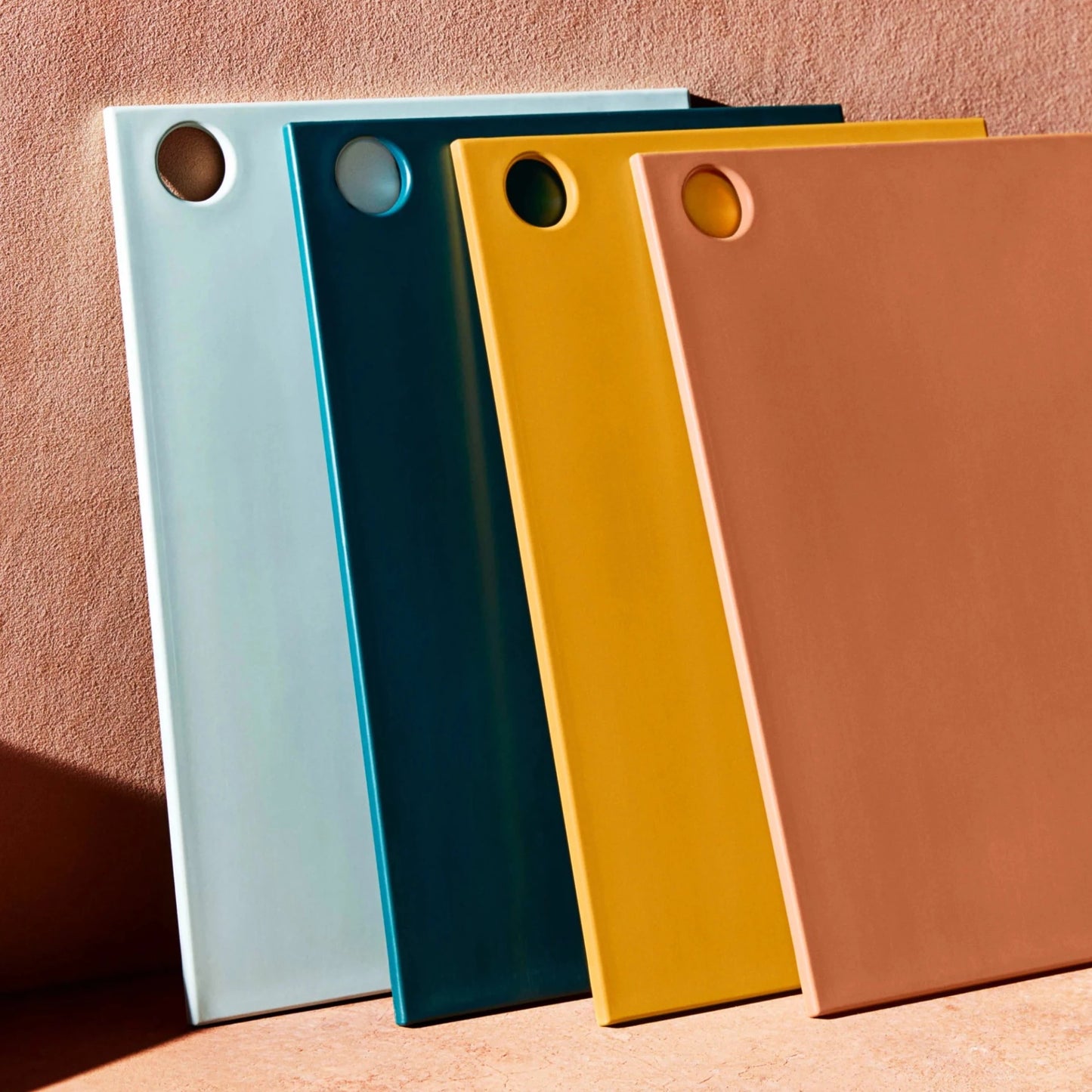 Everything to love, and nothing to waste. These colorful BPA-free cutting boards are made entirely of kitchen plastic scraps and renewable sugarcane. One small step for sustainability, one giant leap for kitchen goods. 