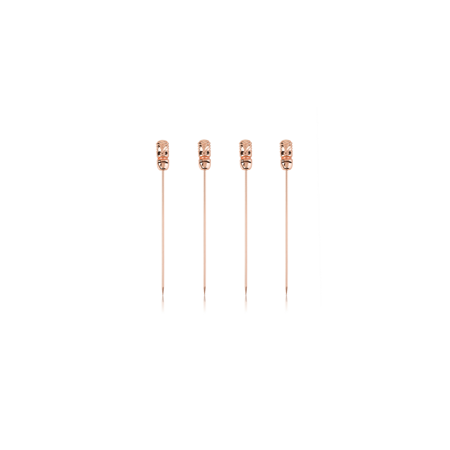 The sleek metallic finish adds a polished look, making them the perfect accessory for your next tiki-themed gathering. Whether you're garnishing cocktails or serving small bites, these 5-inch picks are as functional as they are stylish.