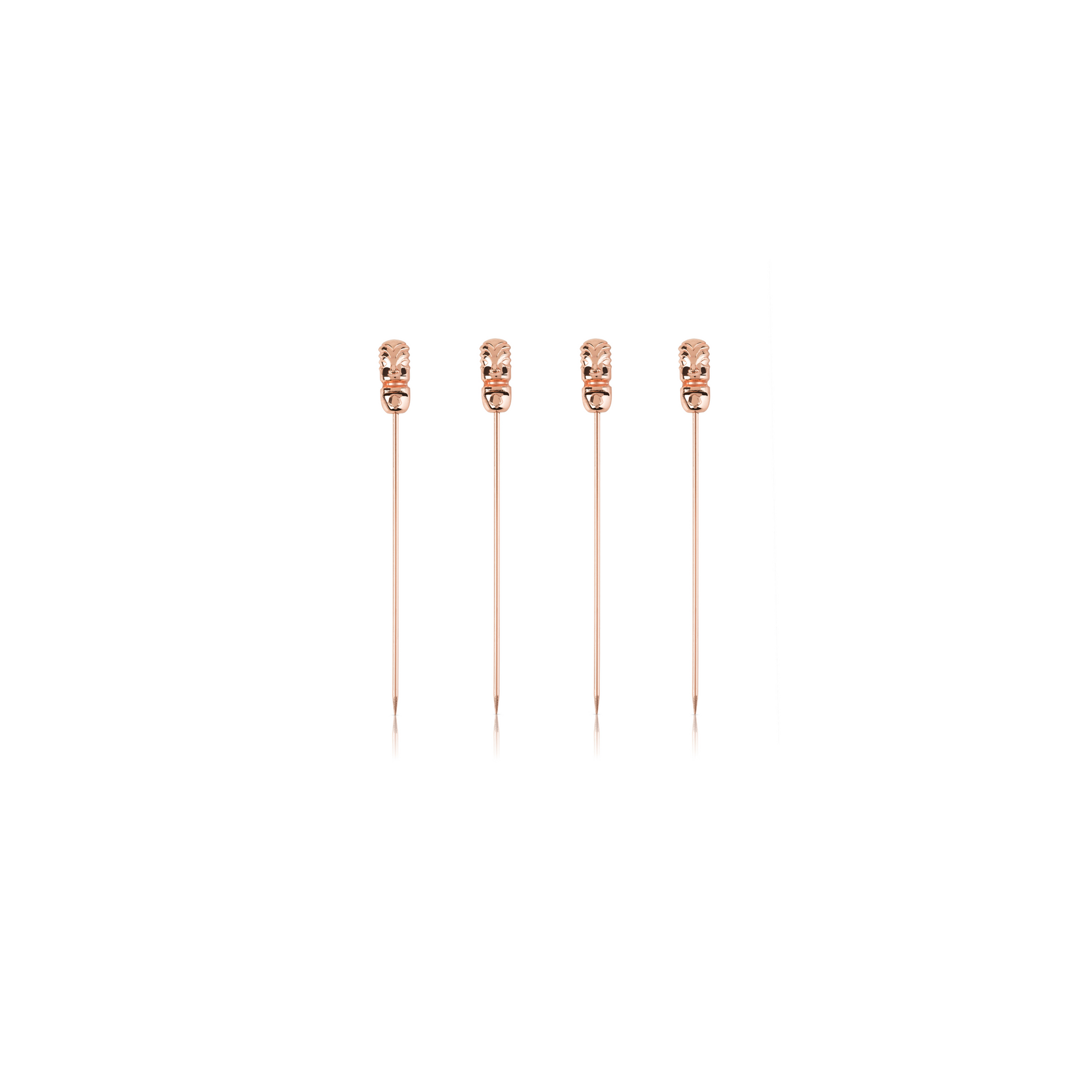 The sleek metallic finish adds a polished look, making them the perfect accessory for your next tiki-themed gathering. Whether you're garnishing cocktails or serving small bites, these 5-inch picks are as functional as they are stylish.