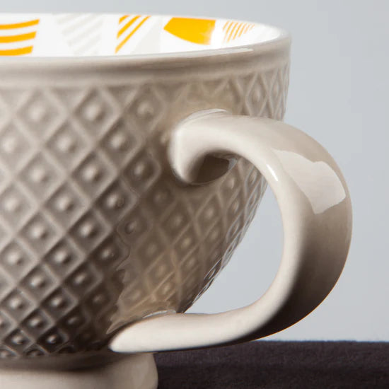 Taupe Latte Mug, designed for those indulgent sips of your favorite brew! This generously sized mug, with a stylish taupe exterior and a simple, sleek patterned interior.