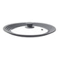 Glass lid with black silicone seal on a white background