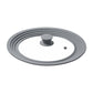 Gray glass lid with a handle on a white background