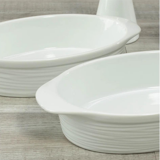 Fluted Oval Au Gratin Dish w/ Handle