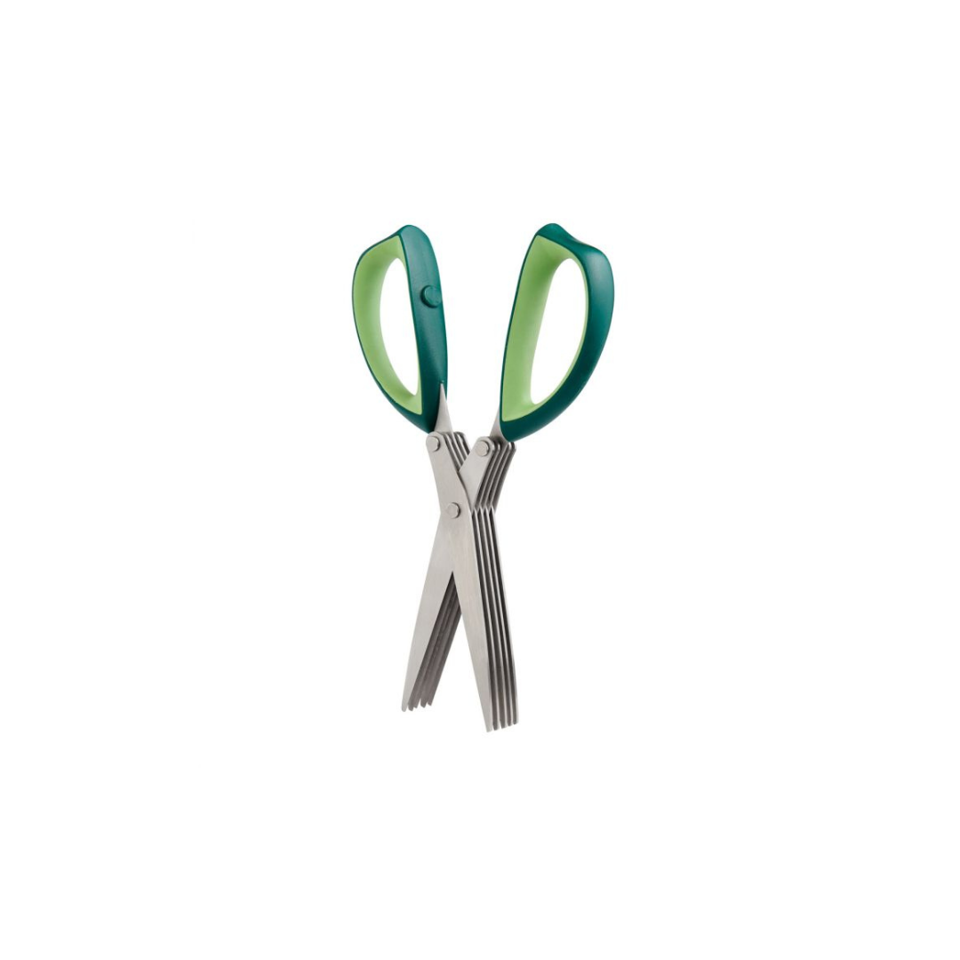 Cut through herbs with ease using Cutlery-Pro's Herb Scissors! 5 stainless steel blades on each side and comfortable handles make them strong, durable, and rust-resistant. Say goodbye to tedious herb prep and hello to fresh flavors in seconds. Perfect for salads, garnishes, and more. Hand wash after use for effortless clean up.