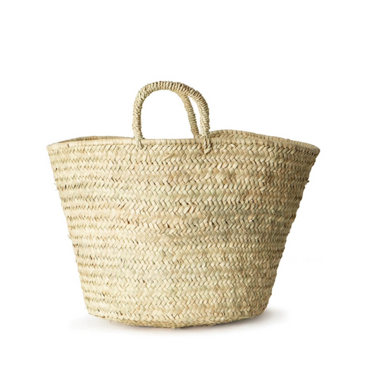 French Market Basket - Handwoven Palm Leaf Tote