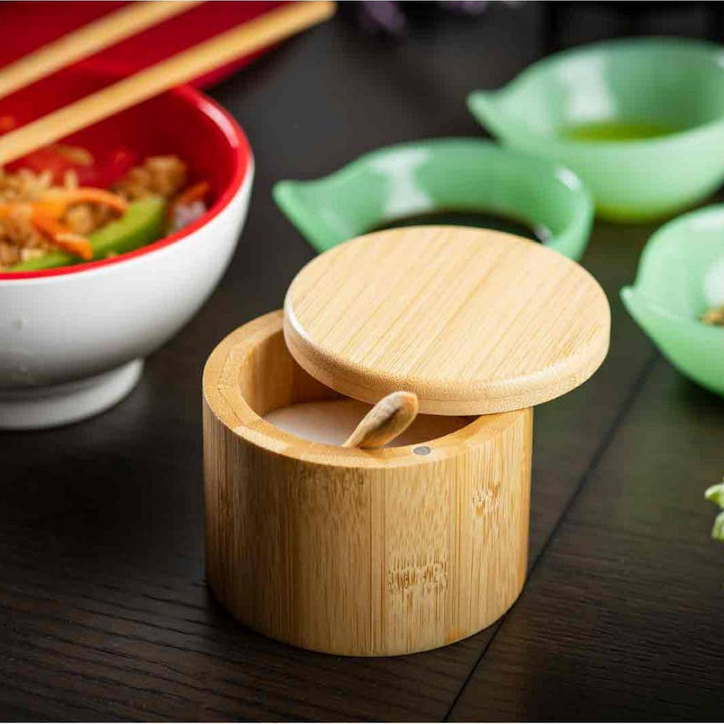 Bamboo Salt Box with Spoon – 6 oz