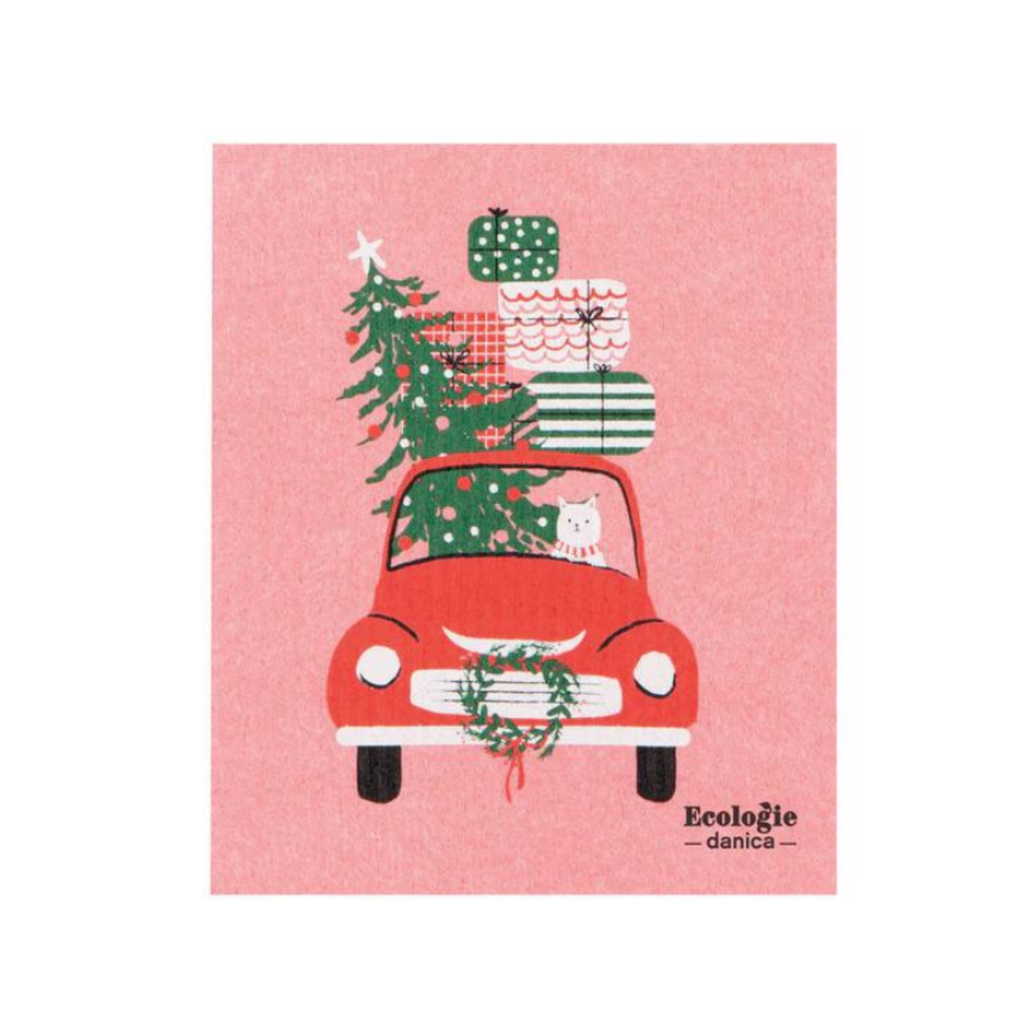 Swedish Sponge Cloth - Winter Wheels Cat