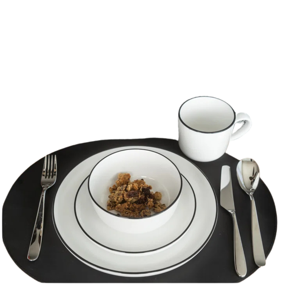 Stackable Black Rim Salad Plate