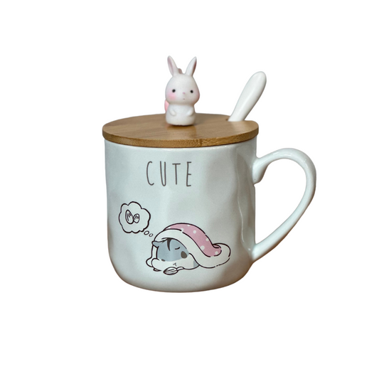 Hamster Mug with Lid & Spoon - Cute Blue