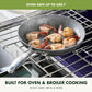 Sear, sauté, and sizzle your way to delicious with the Valencia Pro 10” Frypan—your everyday go-to for healthy, high-performance cooking. Made from ultra-durable hard anodized aluminum with a diamond-infused ceramic nonstick coating, this pan offers effortless food release without the need for oils or butters.