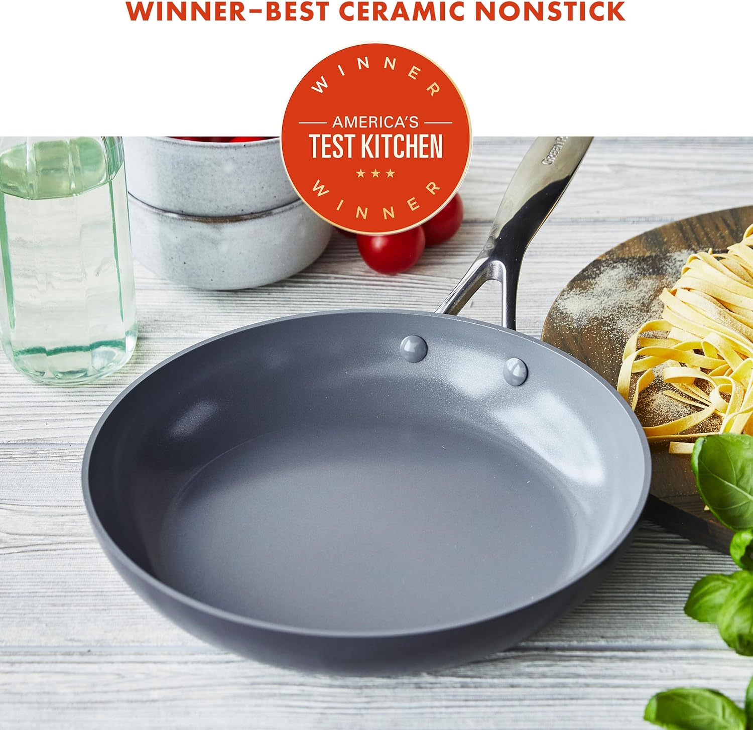 Sear, sauté, and sizzle your way to delicious with the Valencia Pro 10” Frypan—your everyday go-to for healthy, high-performance cooking. Made from ultra-durable hard anodized aluminum with a diamond-infused ceramic nonstick coating, this pan offers effortless food release without the need for oils or butters.
