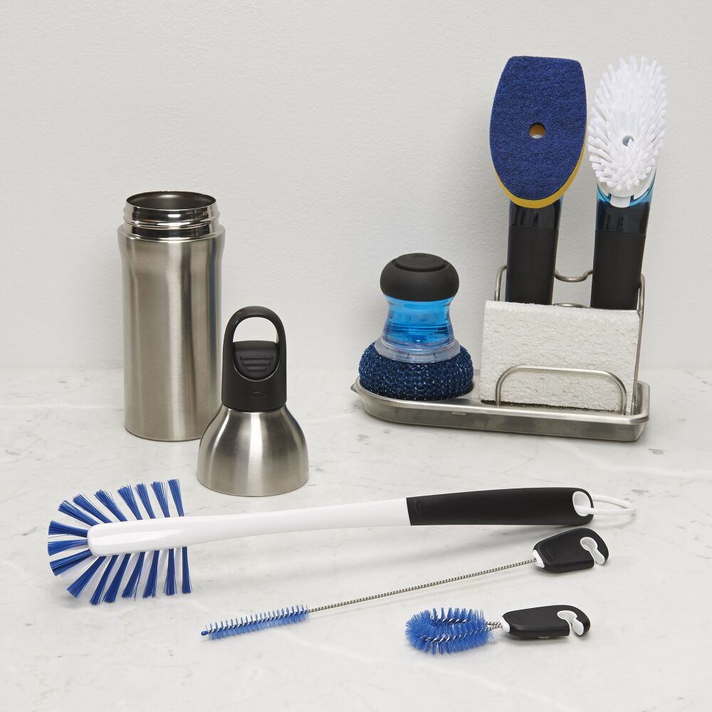 Bottle cleaning brushes with multiple other cleaning brushes.