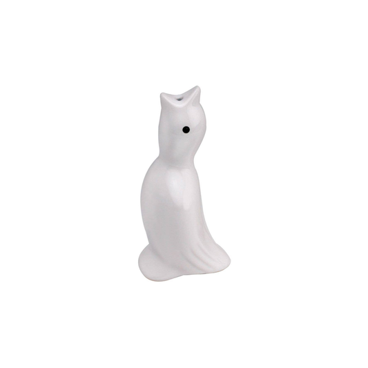 White ceramic pie bird on a white background